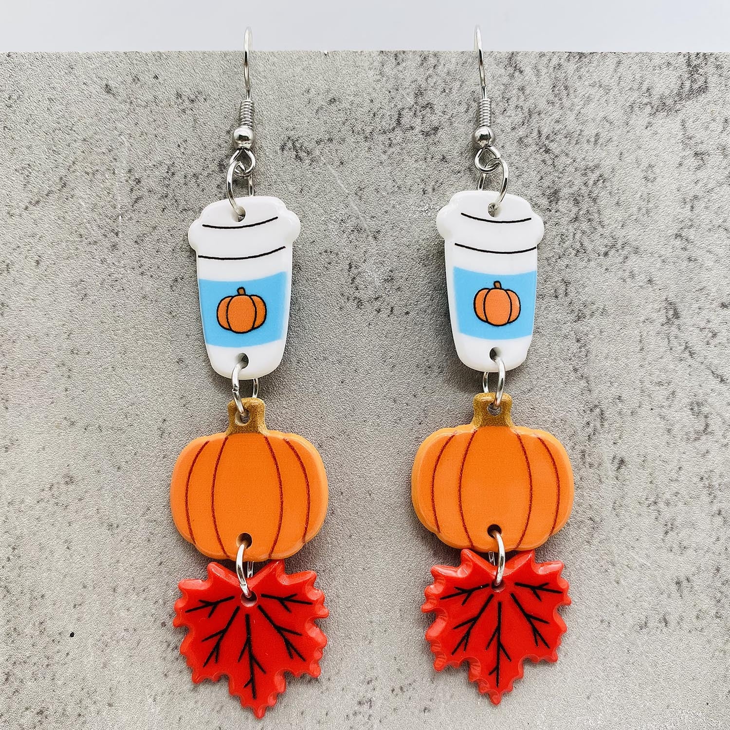Wholesale Thanksgiving Pumpkin Maple Leaf Acrylic Dangle Earrings ACC-ES-ChenY028