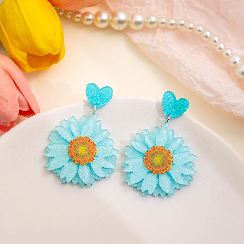 Boucles d'oreilles en gros tournesol acrylique