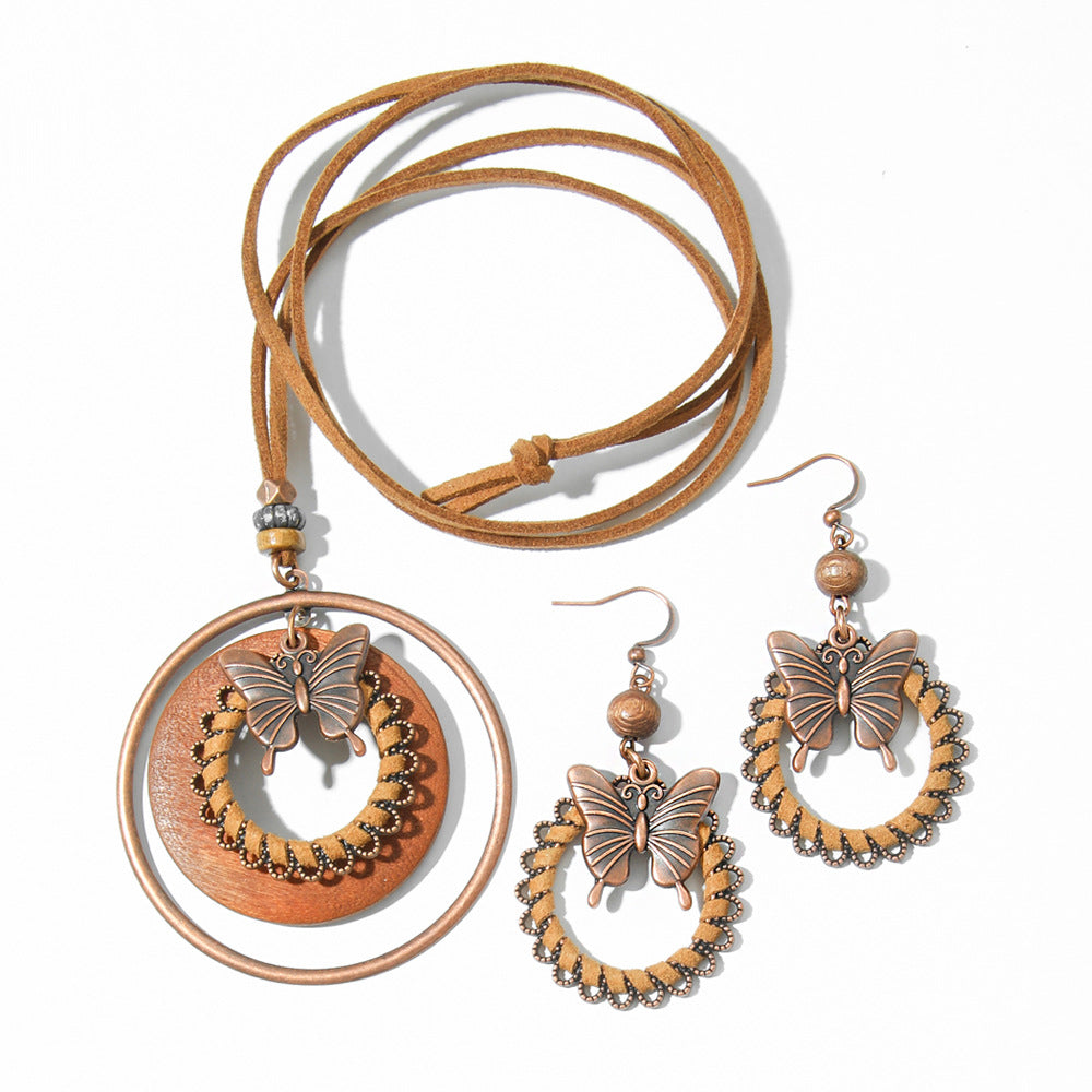 Wholesale Bohemian Butterfly Earrings Necklace Set Chic Party Wear Jewelry Accessory