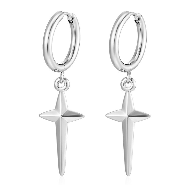 Wholesale Cross Plain Hoop Stainless steel Earrings