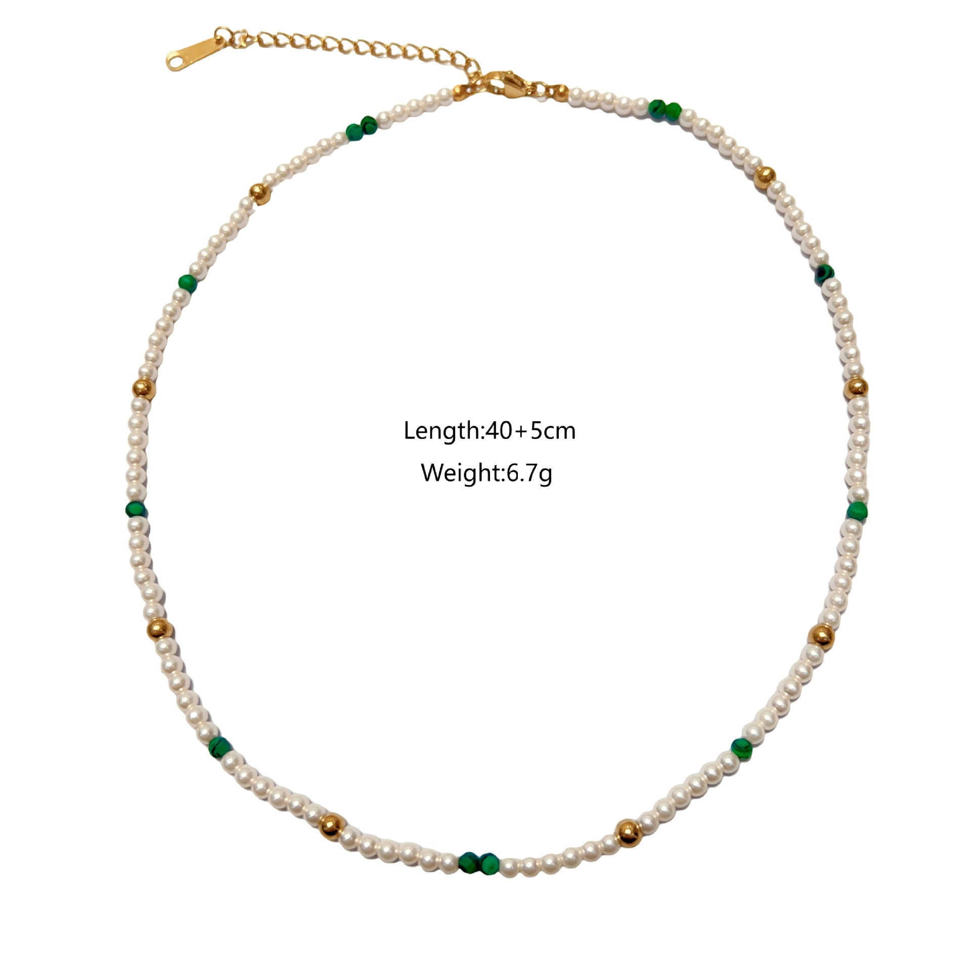 Wholesale Stainless Steel Natural Malachite Beaded Necklace Freshwater Pearl Clavicle Chain