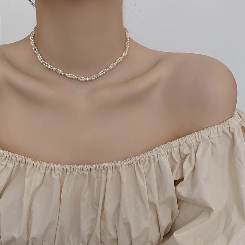 Wholesale Lace Collar Rhinestone Pearl Necklace