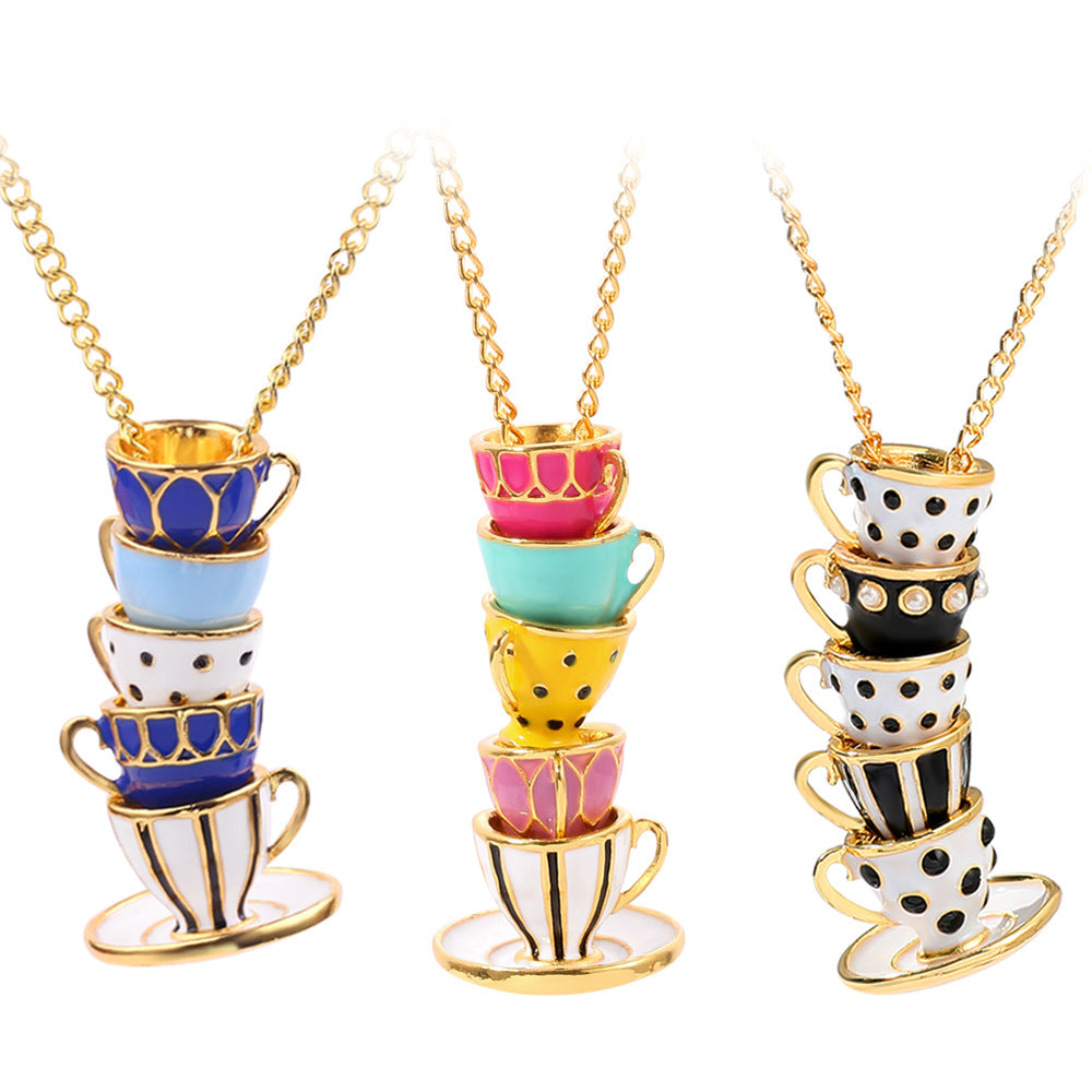 Wholesale Magic Multiple Enamel Teacup Pendant Necklaces ACC-NE-Zhuox001