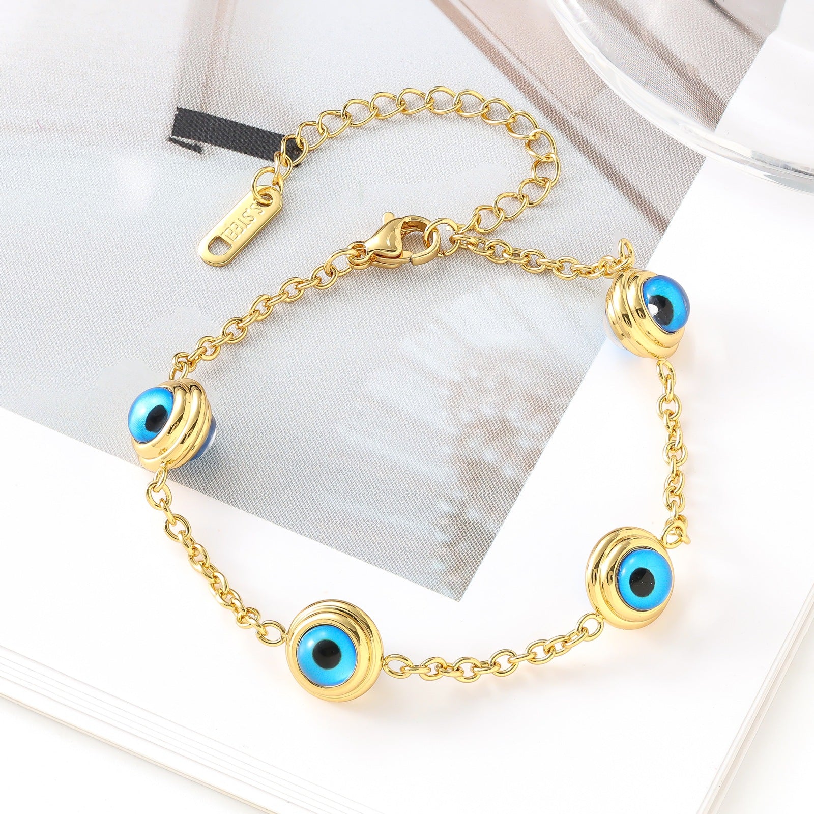 Wholesale Titanium Steel Electroplated Evil Eye Bracelet - Blue,  Women' s Everyday Wear Jewelry Accessory