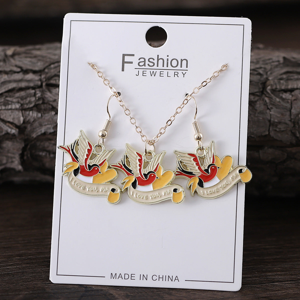Wholesale Mother's Day Love Flower Diamond Crown Earrings Necklace Card suit