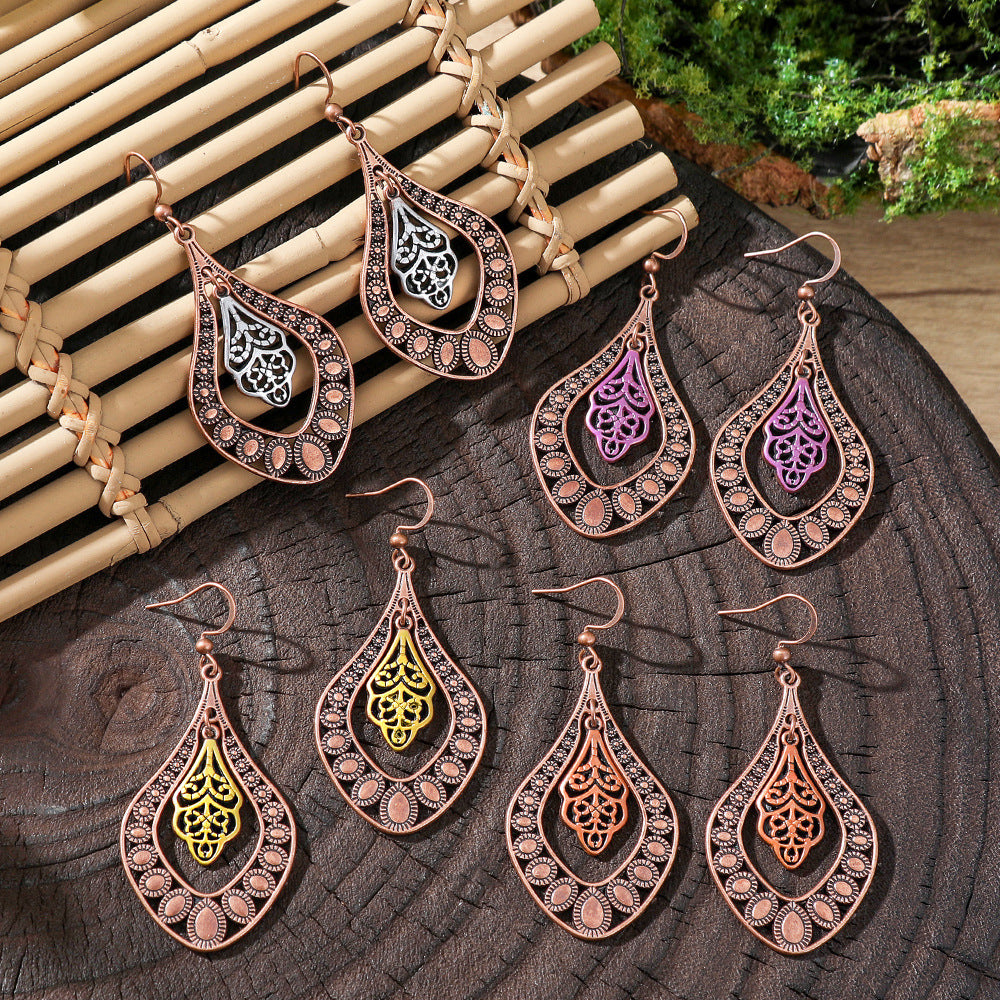Wholesale Trendy Ethnic Hollow-Out Earrings in Retro Vintage Zinc Alloy,  Jewelry Accessory for Party Wear and Gifting