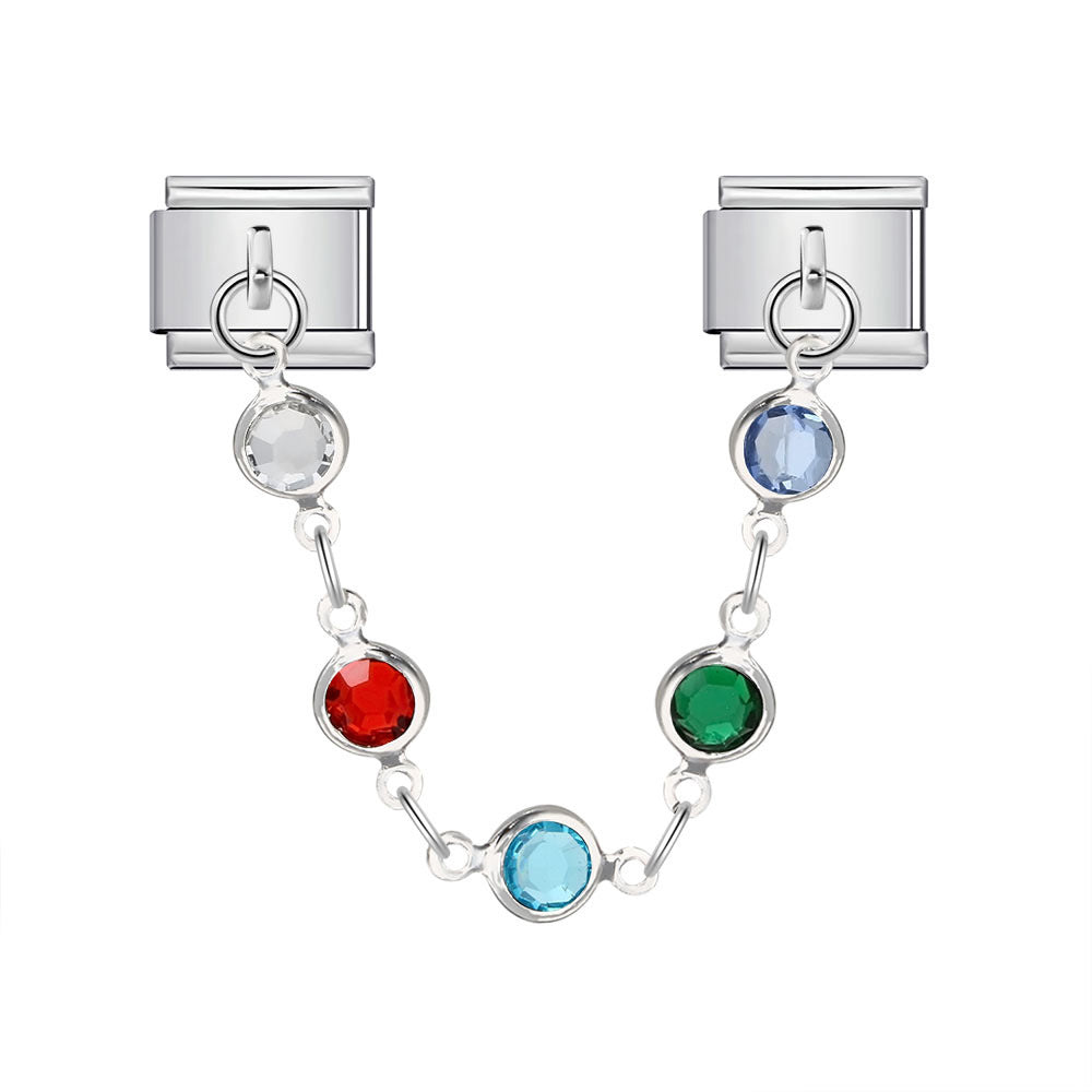 Wholesale   Italian Charm Bracelet 9mm DIY double pendant  flower and evil eye Creative Stainless Steel Composable Bracelet