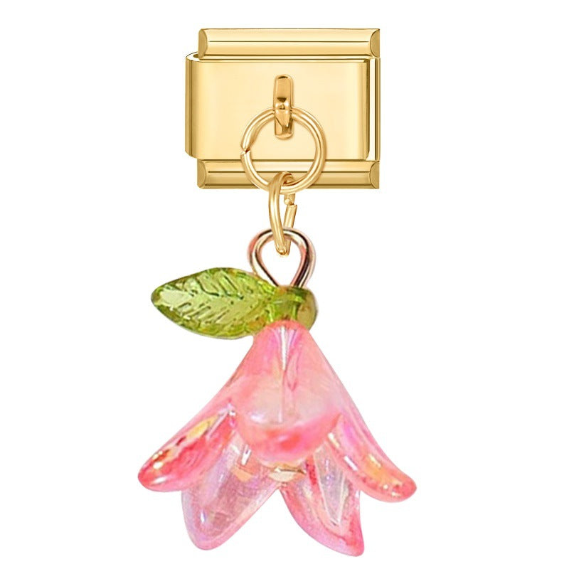 Wholesale 9mm Italian Charm Starter Bracelets DIY flower Single Section Creative Stainless Steel Composable Bracelet