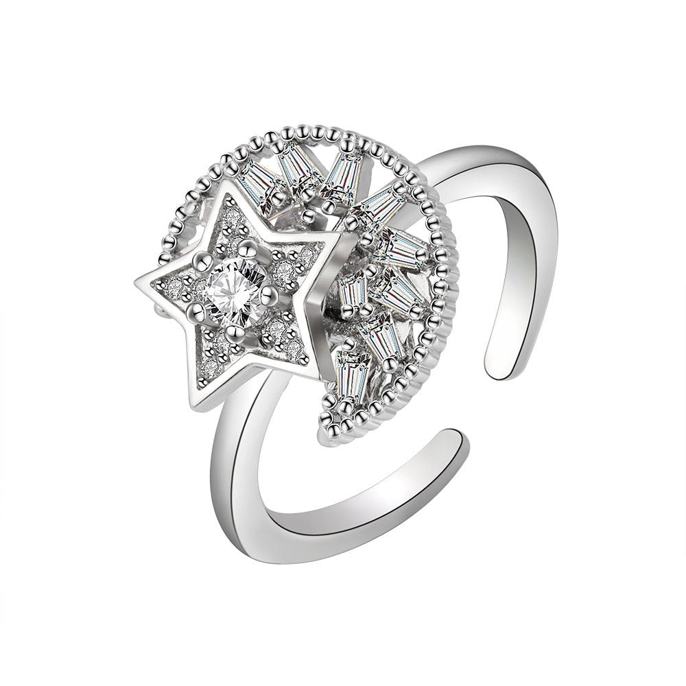 Wholesale Spinning Adjustable Ring,  Silver Plated Copper,  Women' s Fashion Jewelry for Everyday Wear