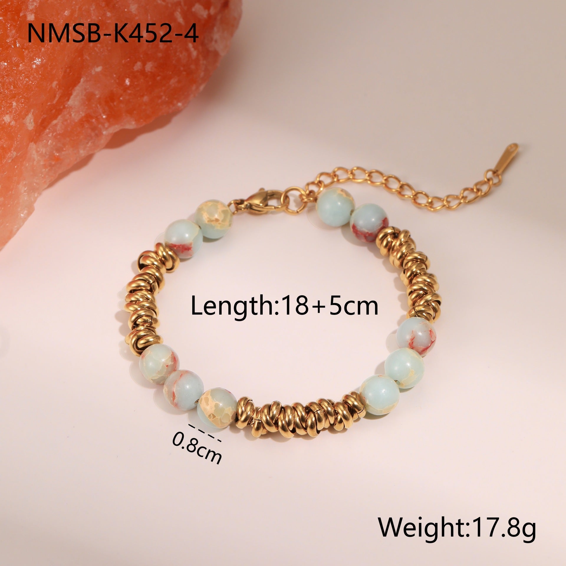 Wholesale Natural stone stainless steel bracelet