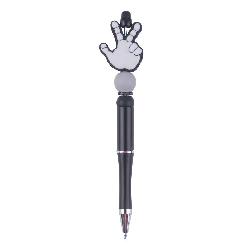 Wholesale Beaded Pen Creative Handmade Palm Silicone Beaded Pen Black Plastic Multifunctional Ballpoint Pen