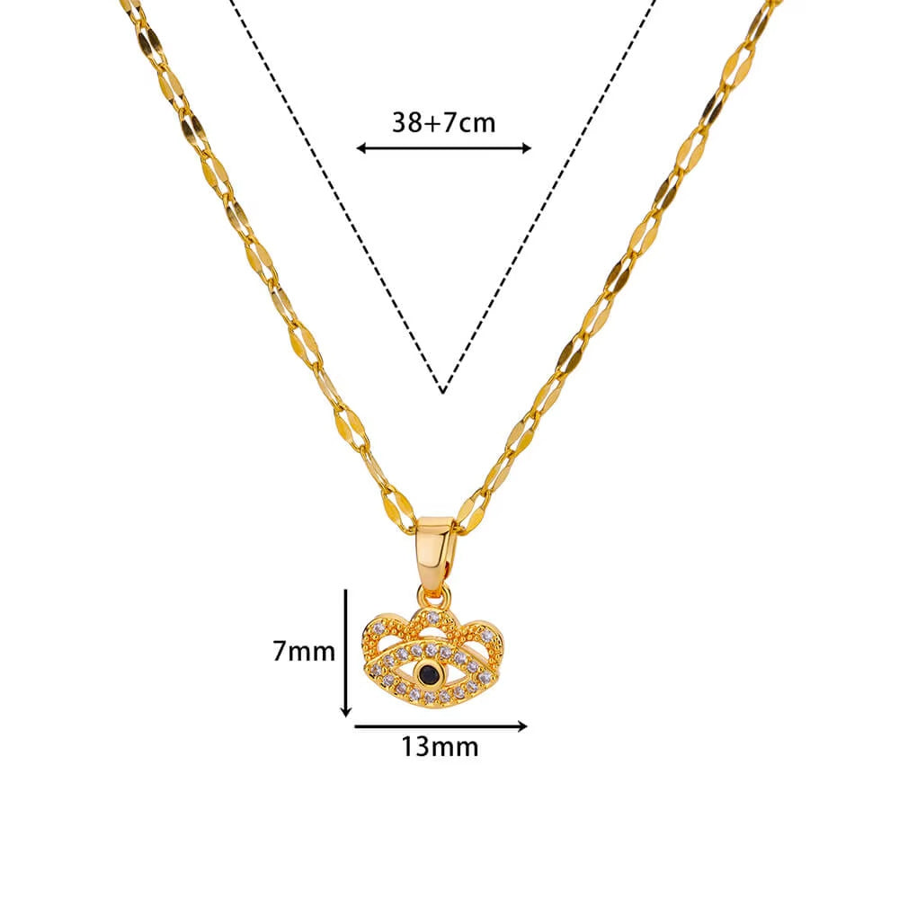 Wholesale  Stainless steel Plated 18K Gold Hand Pendant Blue Zircon  Clavicle Chain