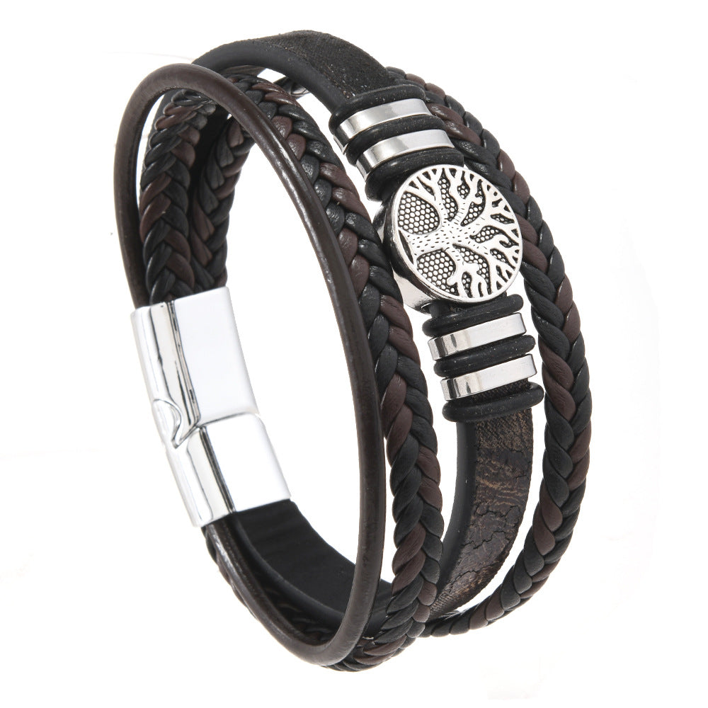 Wholesale Multi-layer PU Leather Bracelet Life Tree Bracelet