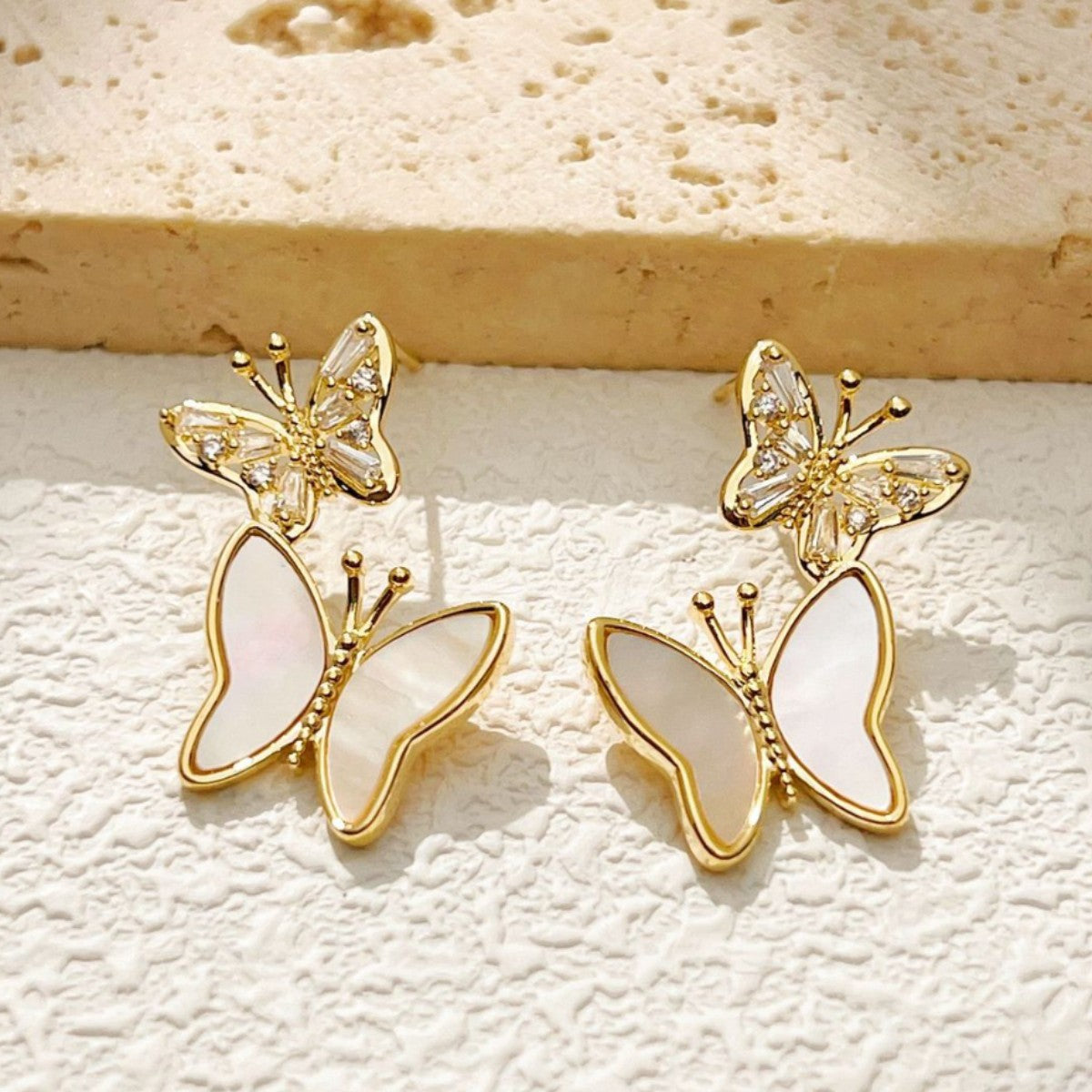 Wholesale  Versatile White Shell Butterfly Earrings