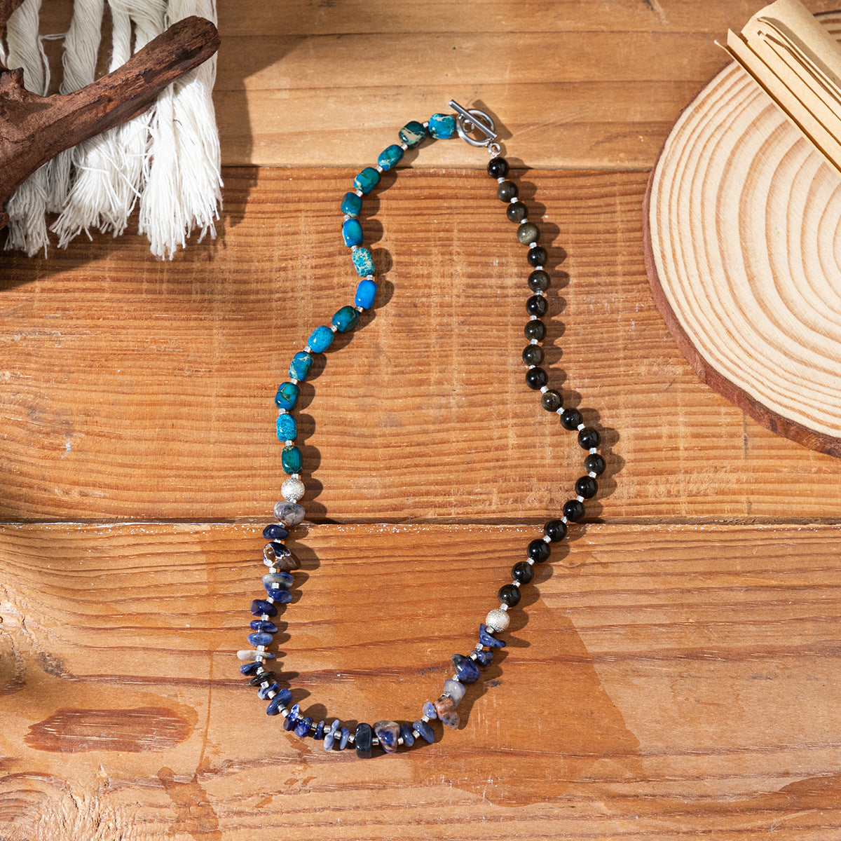 Wholesale Bohemian natural stone multi-layered necklace