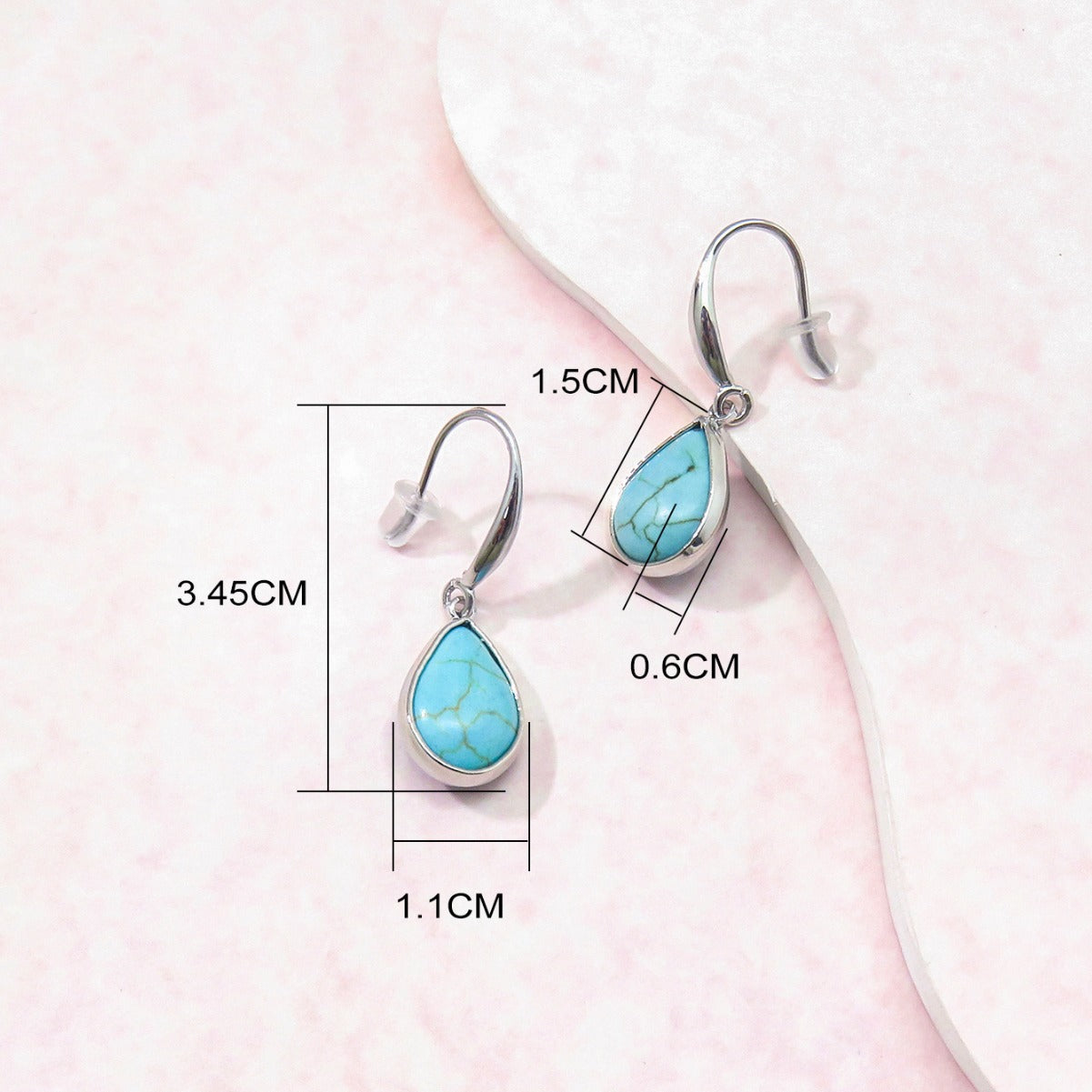 Wholesale Ethnic Turquoise Water Drop Pendant Earrings Copper Jewelry Gift