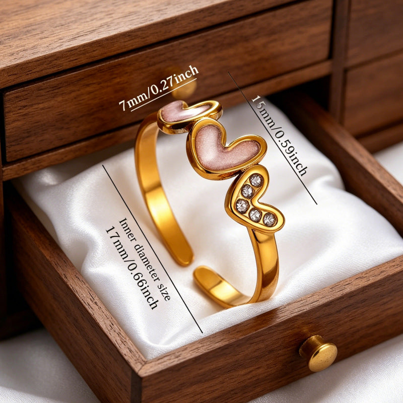 Wholesale Oil Drop Heart Crown Ring Stainless Steel Fashion Accessory Gift