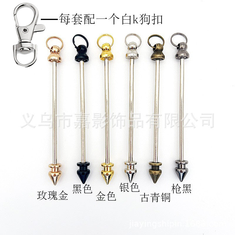 Wholesale 5pcs Beadable Keychain Bars Pointed Lobster Clasp IY Beaded Keychain ACC-KC-JiaYing003