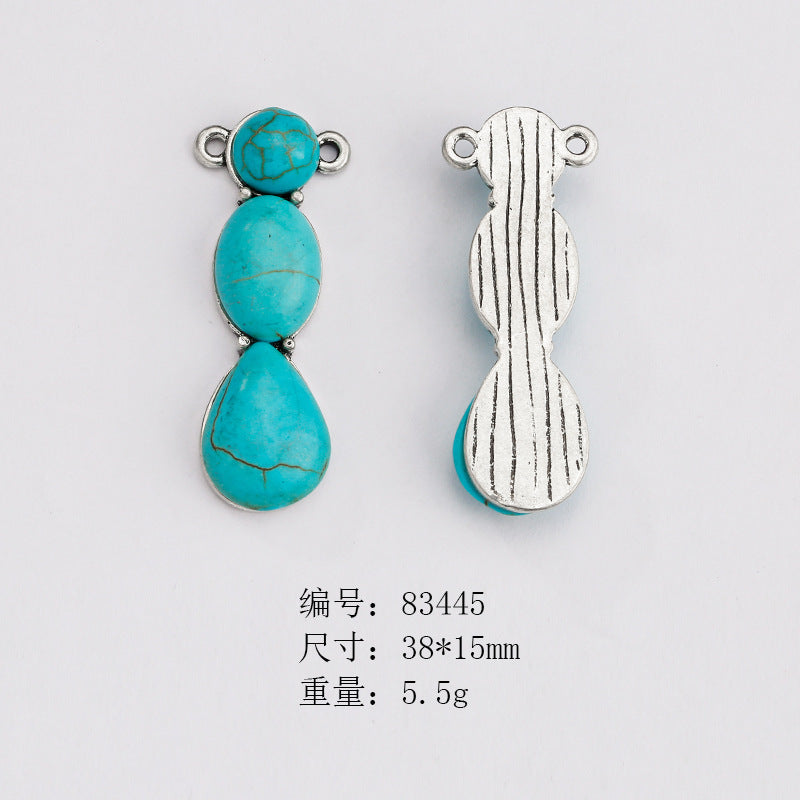 Wholesale Ethnic Retro Style Turquoise Alloy Diy Bracelet Necklace Pendant Accessories ACC-PT-Yongc003