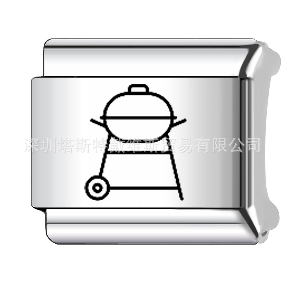 Wholesale 9mm Italian Charm Starter Bracelets DIY square Single Section Creative Stainless Steel Composable Bracelet
