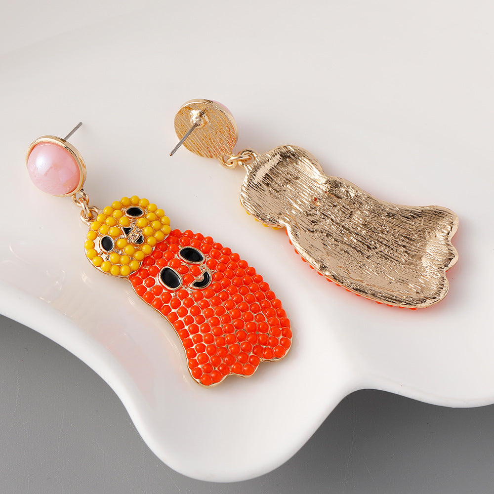 Wholesale Halloween Pumpkin Ghost Rice Bead Earrings ACC-ES-Jicai003