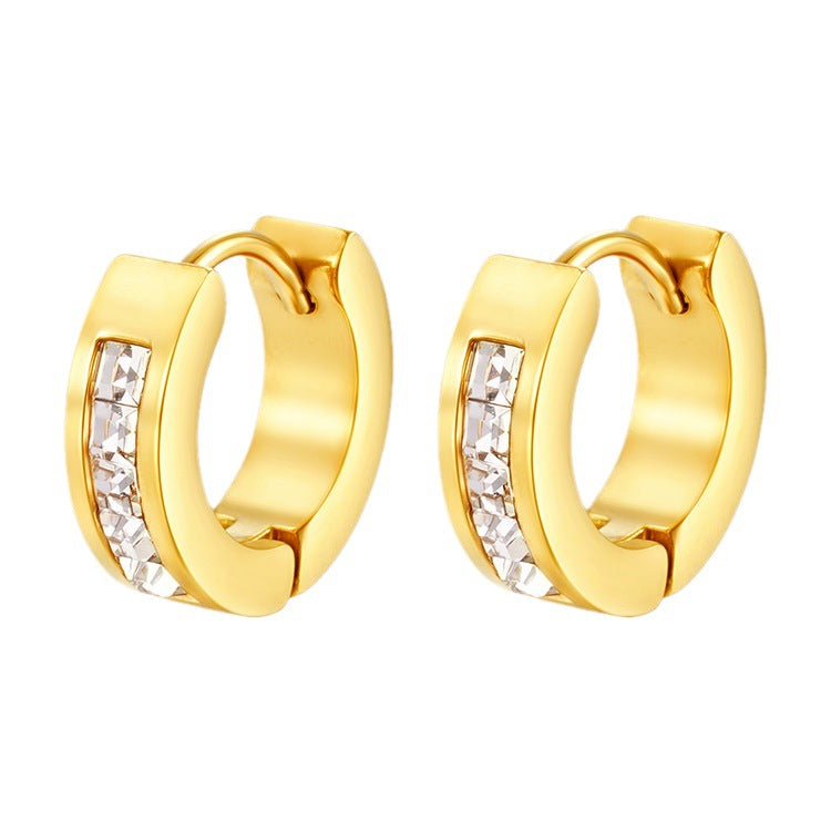 Wholesale  round inlaid zircon stainless steel earrings