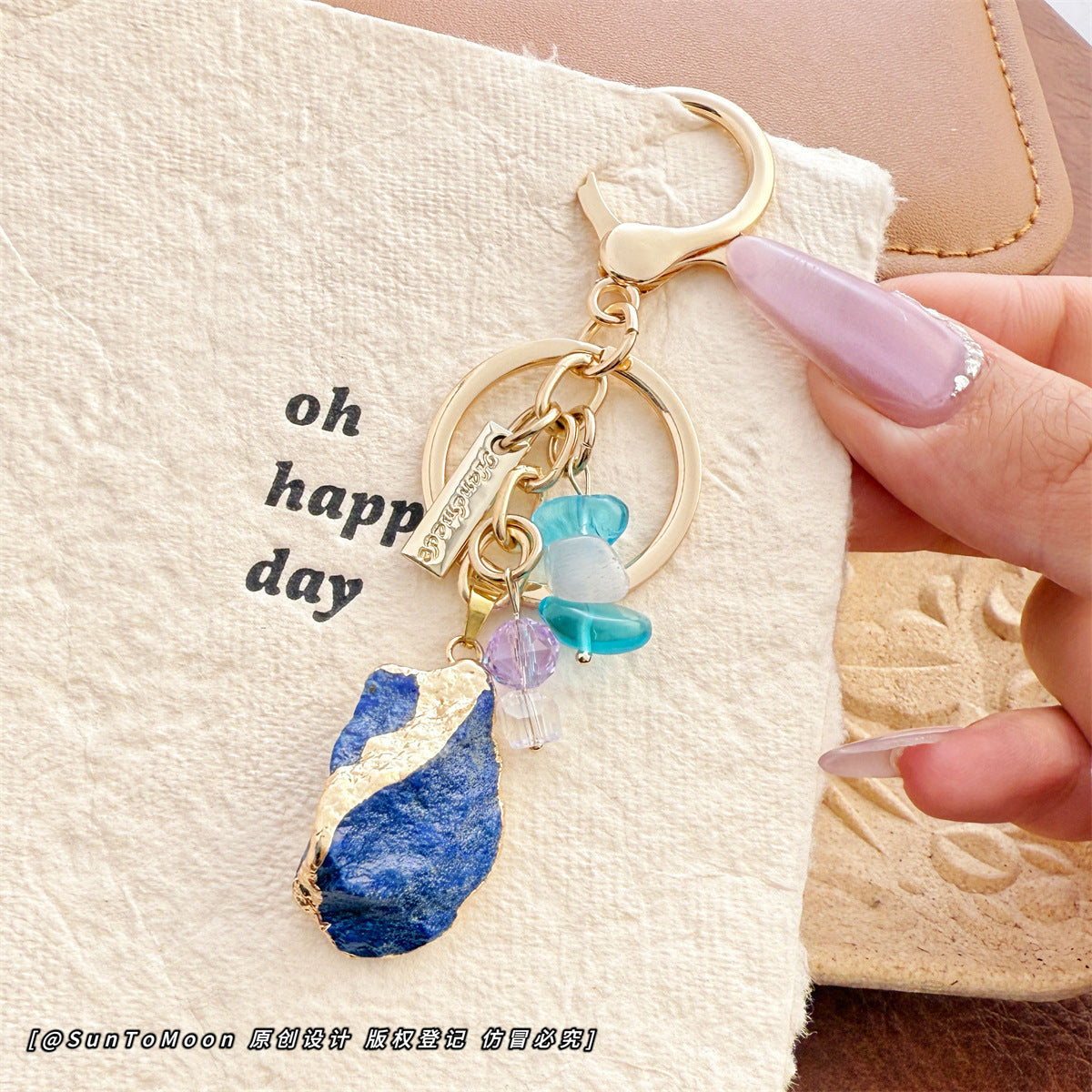 Wholesale Irregular Natural Rose Quartz Amethyst Rough Stone Keychain