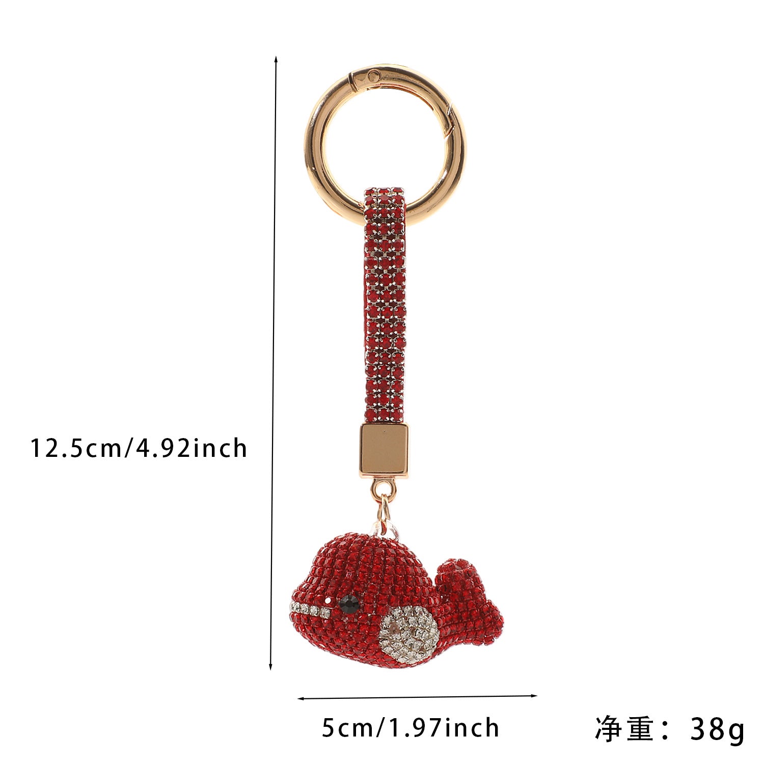 Wholesale Red Rhinestone Dolphin Keychain,  Trendy Bag Charm Car Key Accessory for Boutique Resale