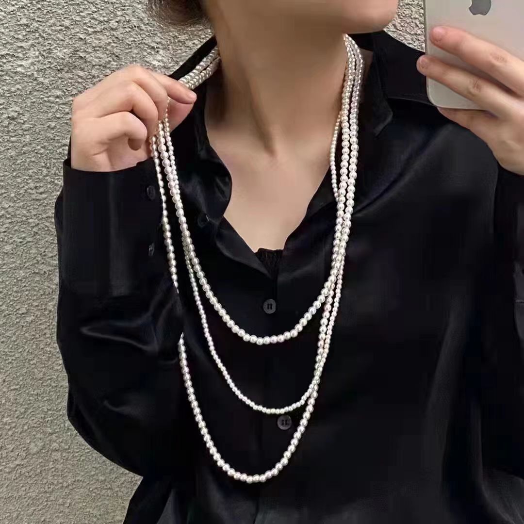 Wholesale Multi-layer Glass Pearl Long Necklace