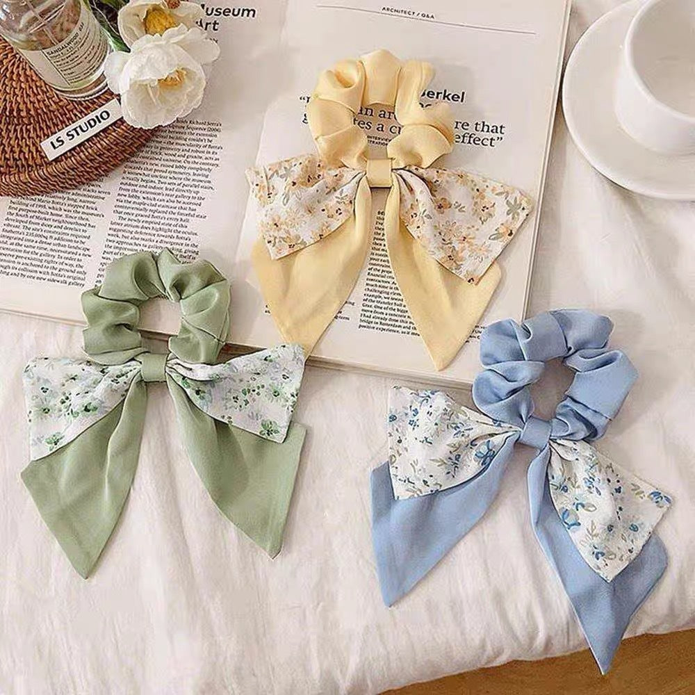 Wholesale Floral Bow Ribbon Hair Band Hair Scrunchies ACC-HS-Geyi001