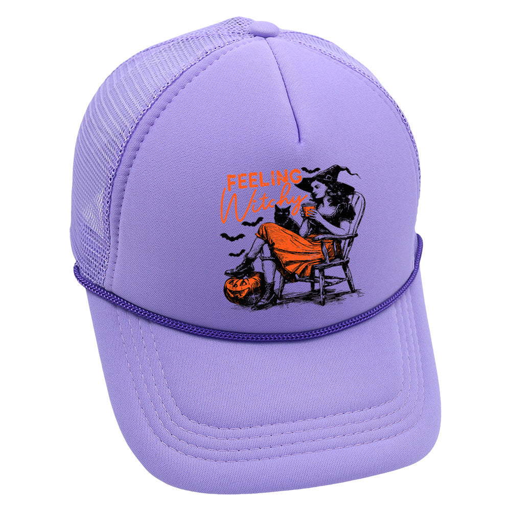 Wholesale Trucker Hat Halloween Pumpkin Witch Baseball Cap Printed Mesh Cap ACC-HT-HaiPu014