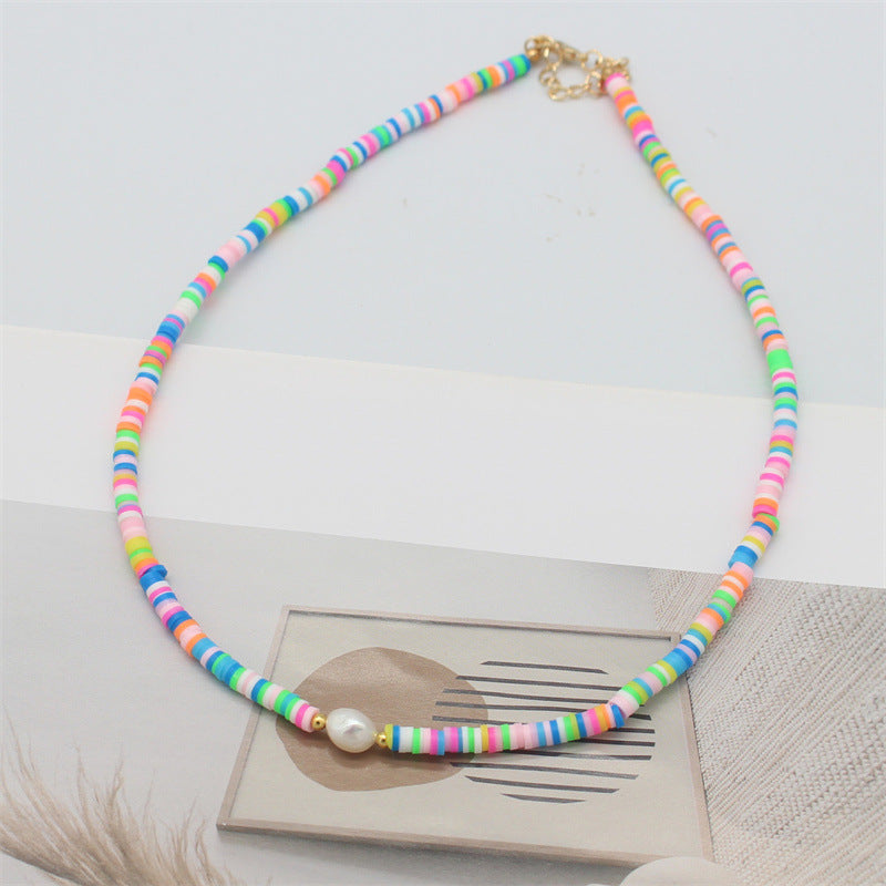 Wholesale  color soft pottery necklace