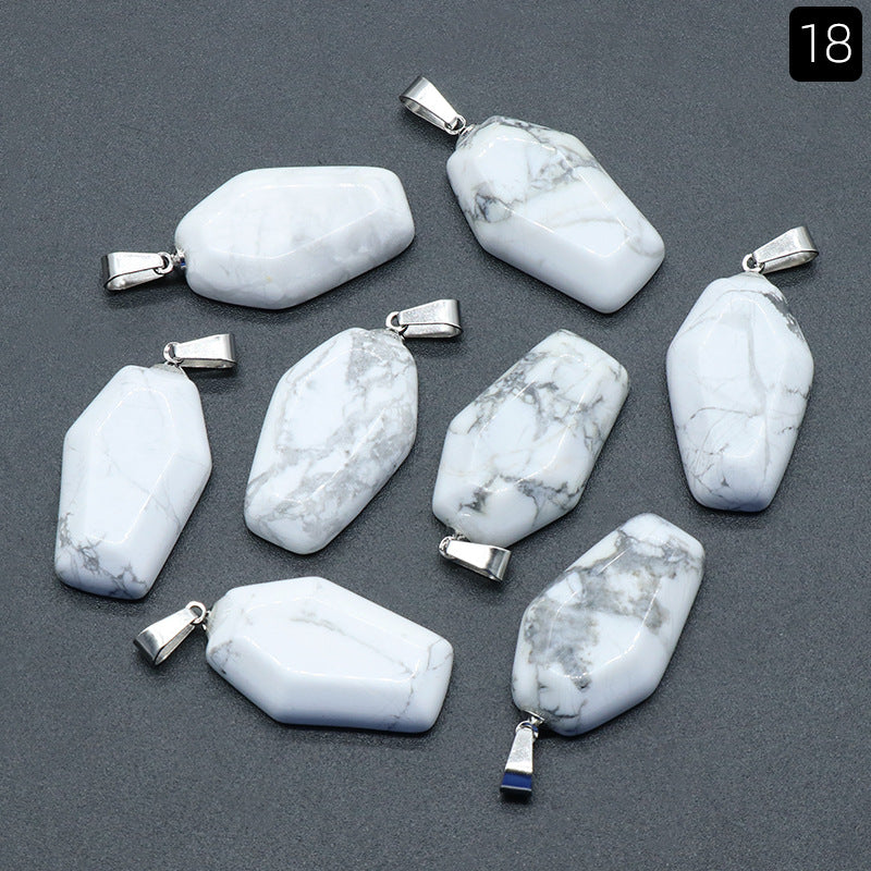 Wholesale Mini Coffin Board Natural Crystal Stone Coffin Board Necklace Pendant ACC-PT-KeSuo004