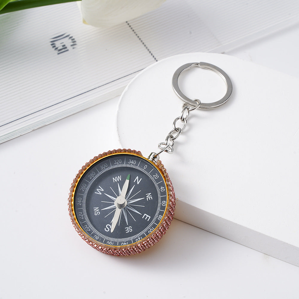 Wholesale Rhinestone Outdoor Mini Aluminum Alloy Compass Keychain Keychains Accessories ACC-KC-ZhiYa011
