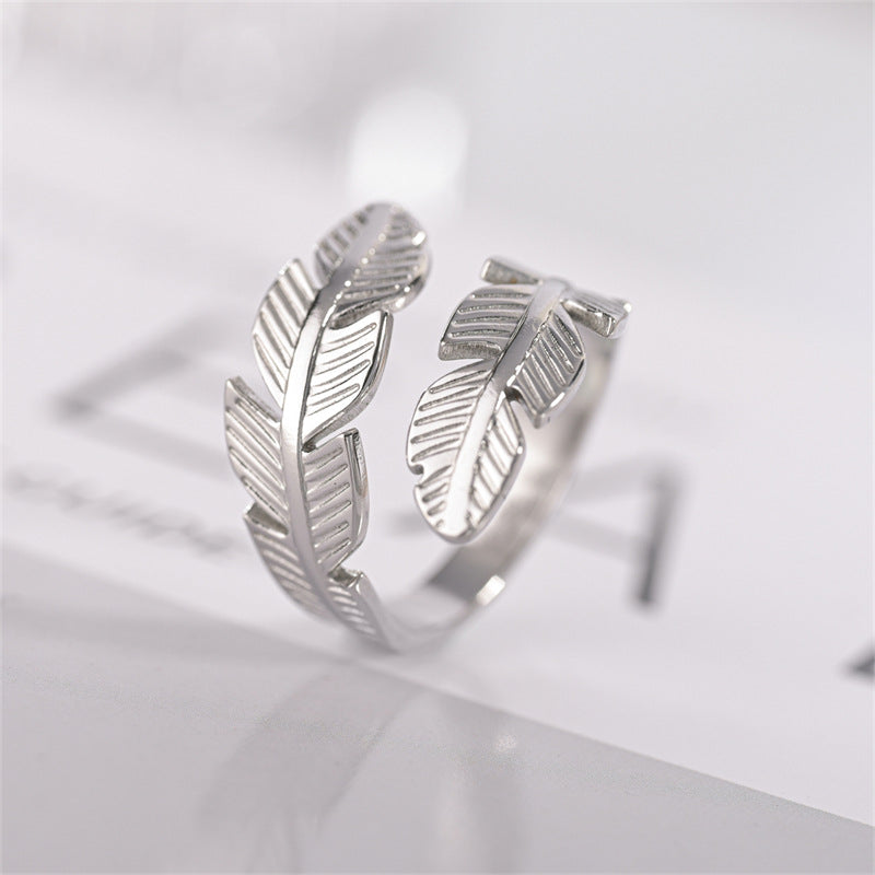 Wholesale Feather Open Titanium Steel Rings ACC-RS-DingChao009