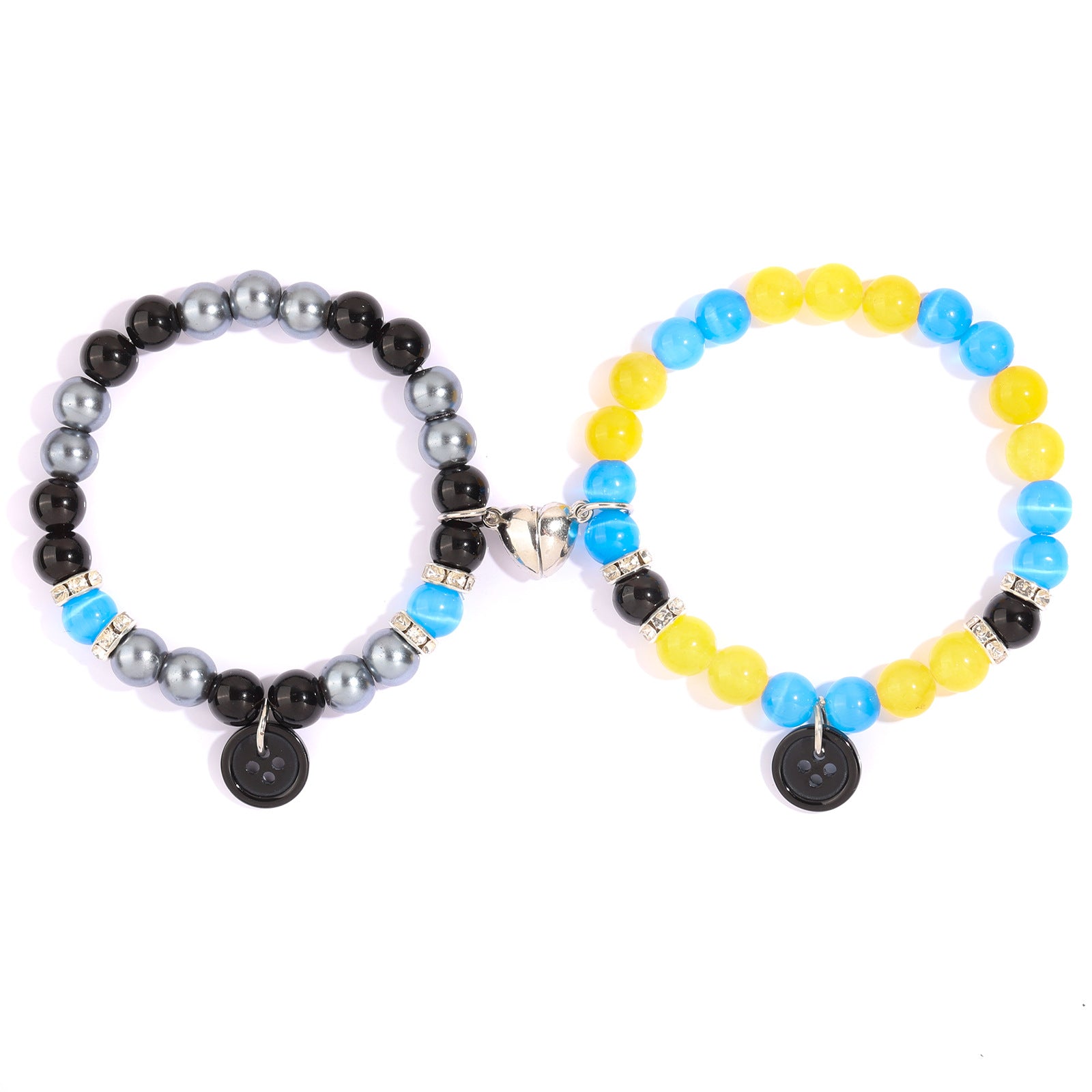 Wholesale Couple bracelet love heart magnetic suction buckle natural opal beaded bracelet
