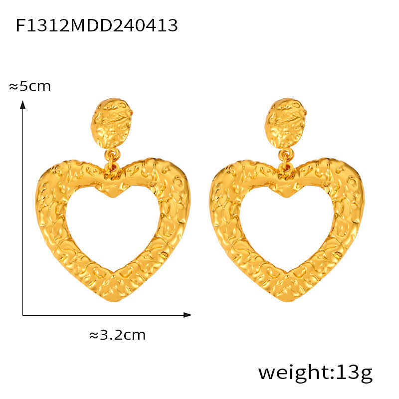 Wholesale Large and Small Ring Hollow Flower Earrings Titanium Steel Plated 18K Gold Exaggerated Earrings ACC-ES-OMK002
