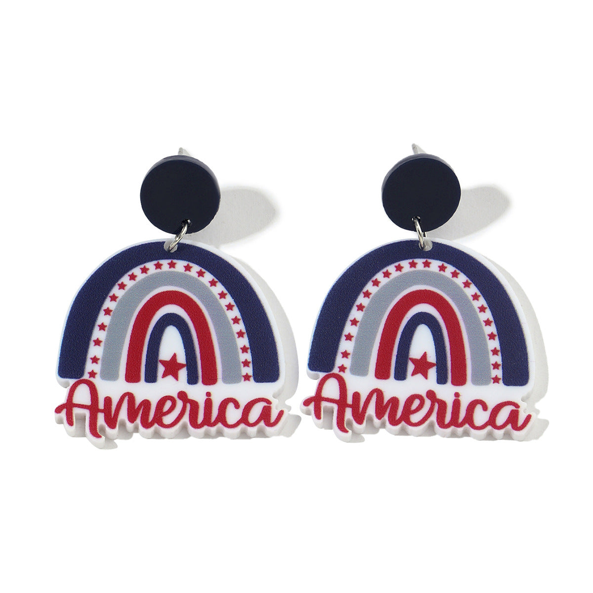 Wholesale  Independence Day Festival Elements Red White Blue Tri-color Flat Printing Acrylic Earrings