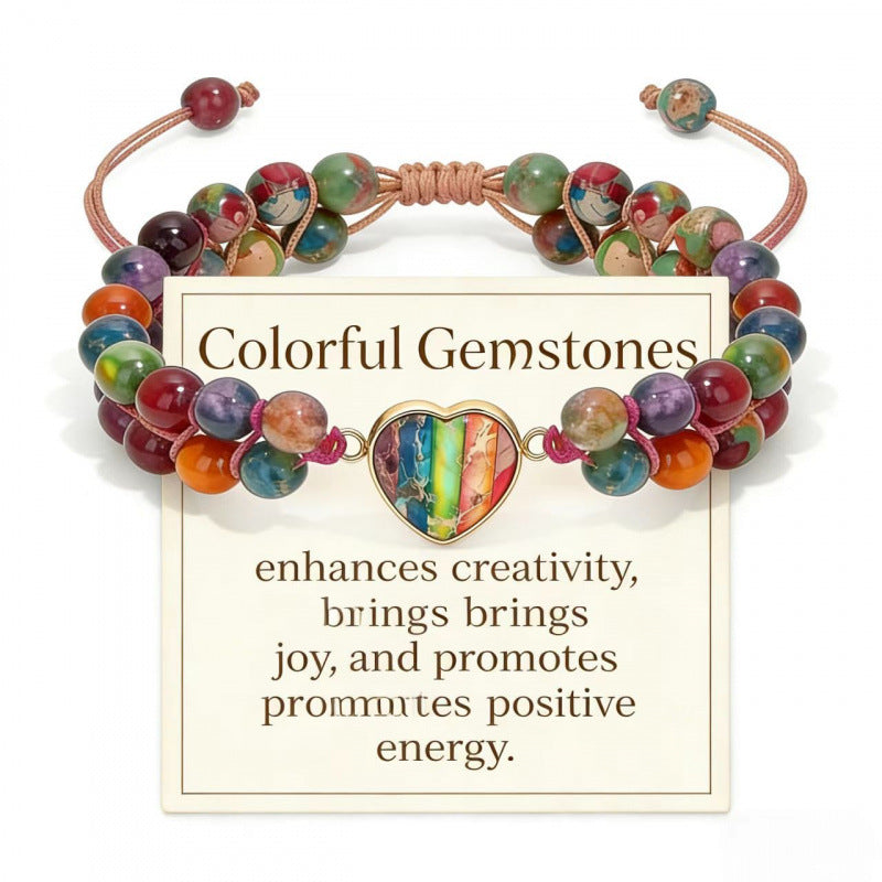 Wholesale Amethyst Double Row Love Woven Bracelet Women' s Fashion Jewelry Accessory