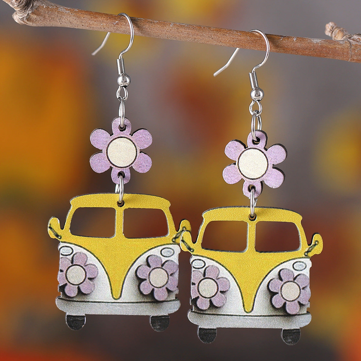 Wholesale  Back-To-School Season Graduation Season Flower School Bus Earrings