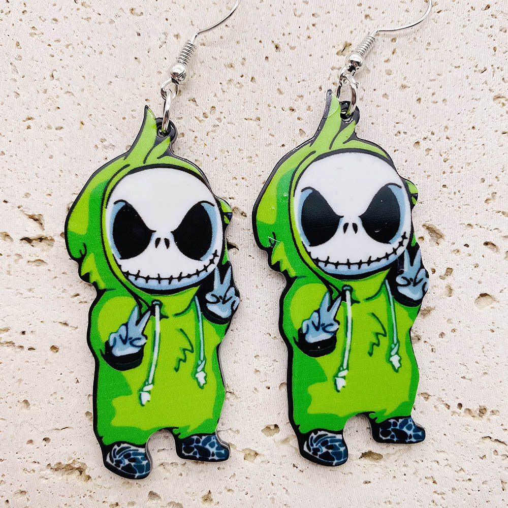 Wholesale Halloween  Acrylic Ear Skull  Earrings