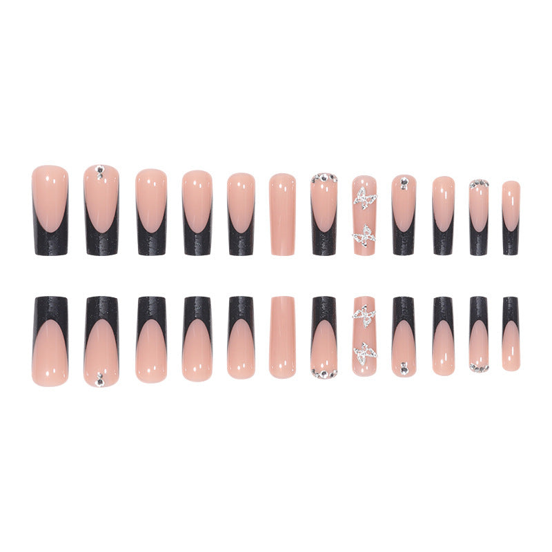 Wholesale 24 Pieces/box Silver Butterfly Diamond Press-on Nails Kits Nail Stickers ACC-NS-Shangh002