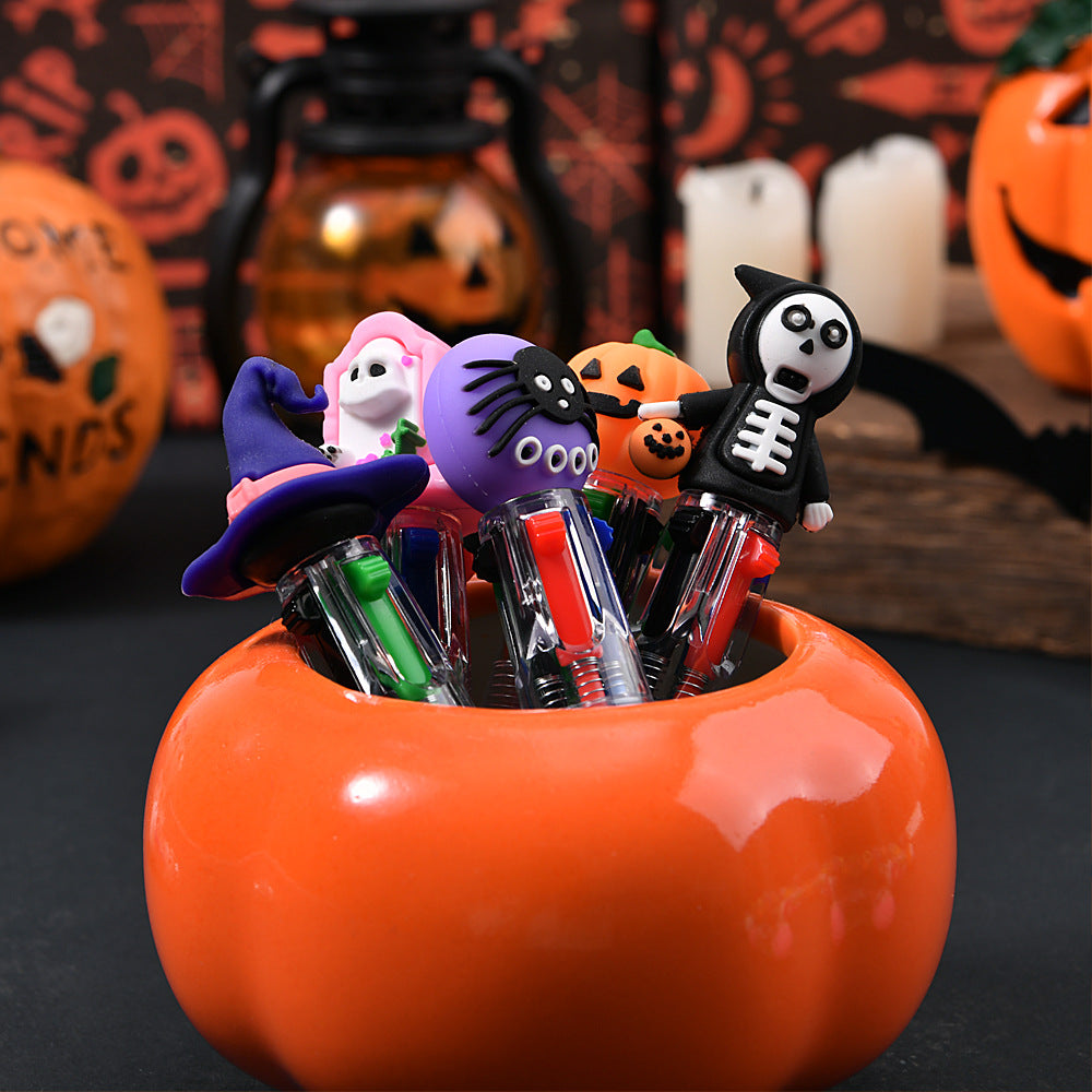Wholesale  Four-Color Ballpoint Pen Cute Cartoon Halloween Color Pen