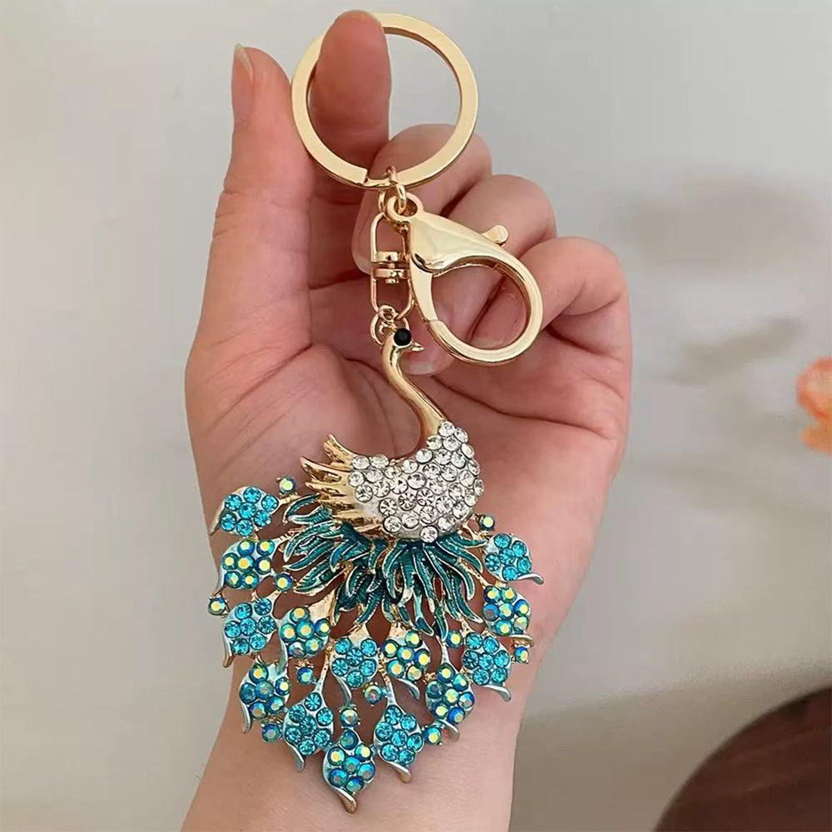 Wholesale Korean Style Peacock Crystal Keychain - Fashion Bag Charm &  Car Key Accessory