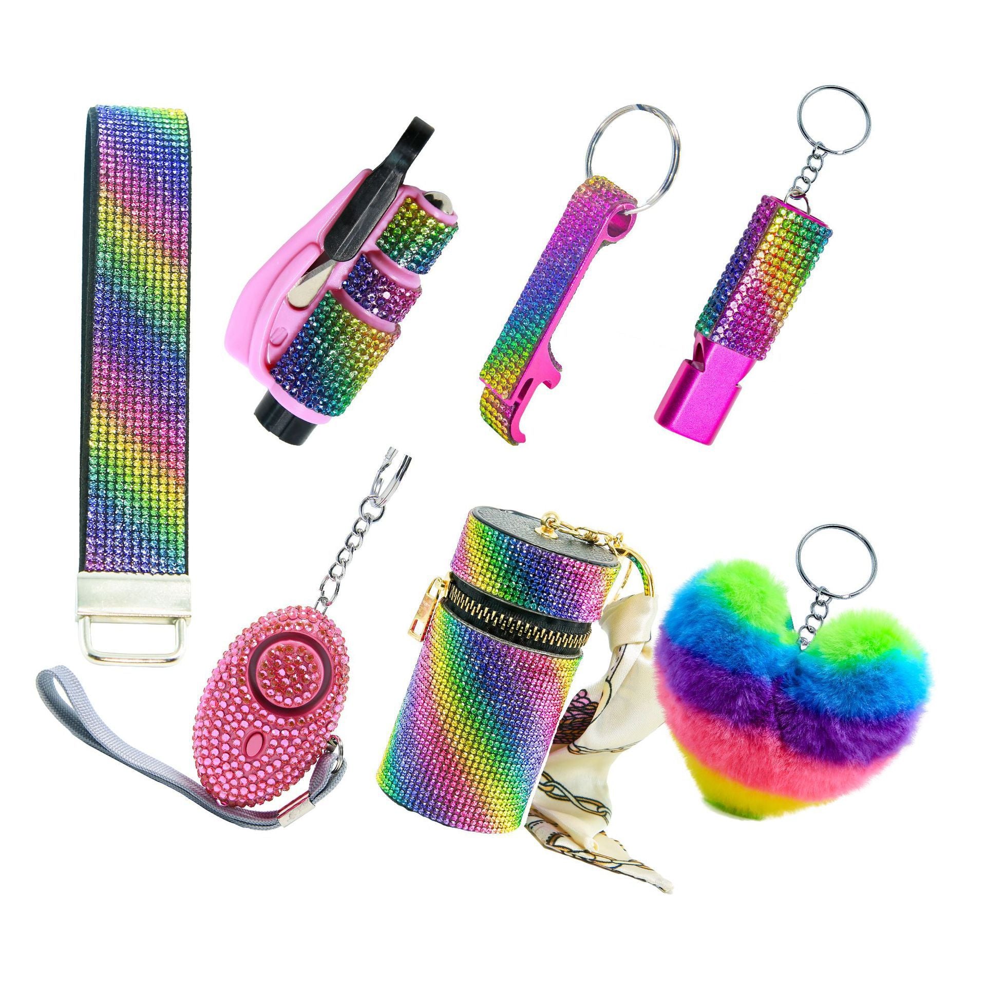 Wholesale  Colorful Outdoor DIY Keychain 7-piece Set Jewelry Accessories Keychain