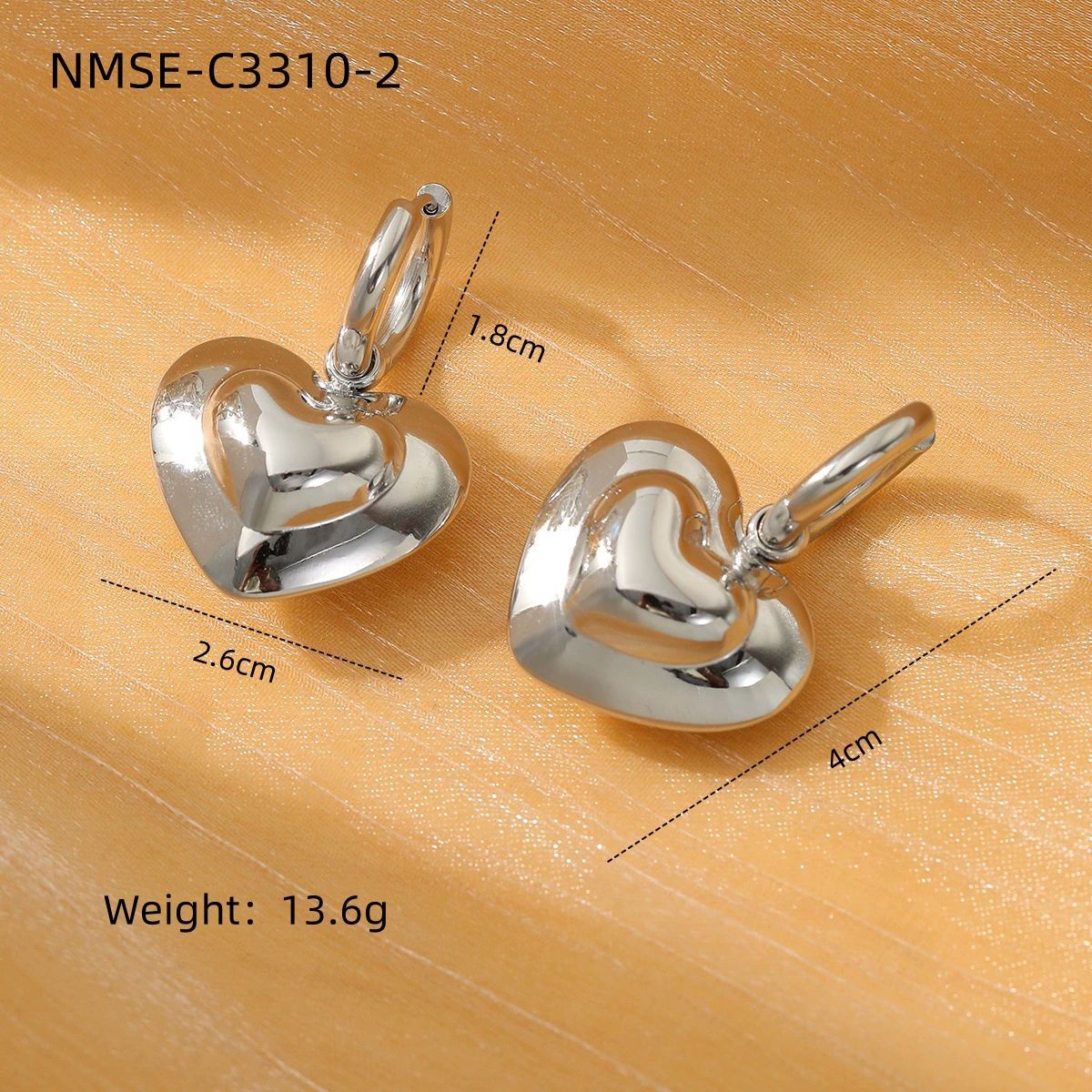 Wholesale Heart Earrings Stainless Steel Plated 18K Gold Earrings
