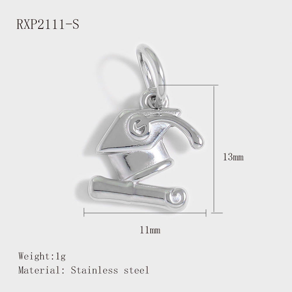 Wholesale Stainless Steel Lucky Dice Four-Leaf Clover Pendant - Gold Electroplated DIY Fashion Accessory