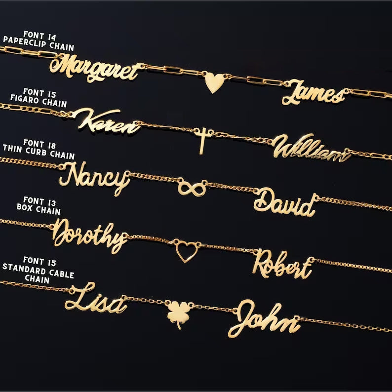 Wholesale Titanium Steel Heart Multi-name Necklace