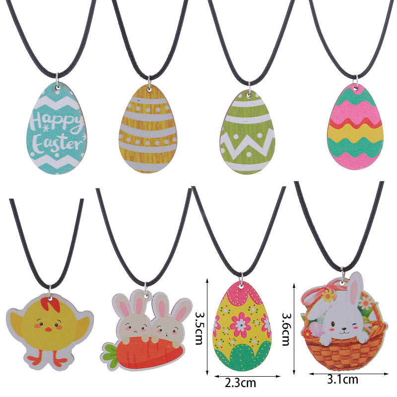 Wholesale Easter Earrings Rabbit Flower Basket Print Wooden Earrings