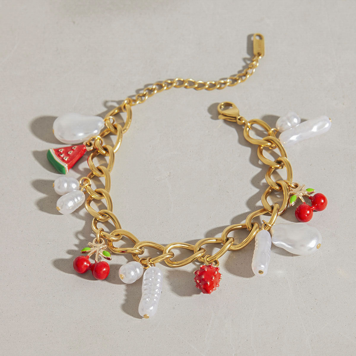 Wholesale 18K gold stainless steel pearl oil  bracelet
